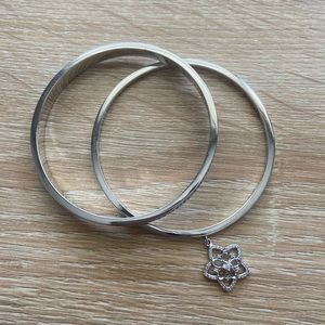 Coach silver blue crystal bangle set